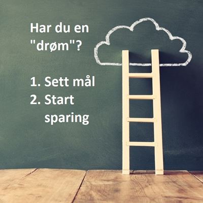 Stige som viser trinn til drømmen man sparer til